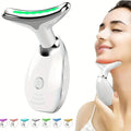 7LED Color Vibrating Neck Device Beauty Gift, Neck and Face Skin Massager, 1 Piece Set Portable Usb Charging, Electric Facial Ma
